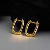 Geometric Hoop Earrings Square Shape, High Polish Smooth 925 Silver Gold Finish Jewelry