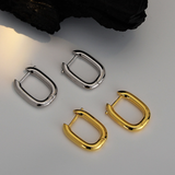 Geometric Hoop Earrings Square Shape, High Polish Smooth 925 Silver Gold Finish Jewelry