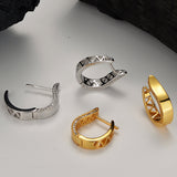 Sterling Silver Hollow Out Earrings U Shape , High Polish Gold Plated Finishing Jewelry