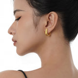Sterling Silver Hollow Out Earrings U Shape , High Polish Gold Plated Finishing Jewelry