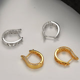 Sterling Silver Hollow Out Earrings U Shape , High Polish Gold Plated Finishing Jewelry