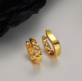 Sterling Silver Hollow Out Earrings U Shape , High Polish Gold Plated Finishing Jewelry
