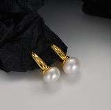 Natural Oval Freshwater Pearl Hoop Earrings Faceted Cut Twinkle Circle 925 Silver Jewellery