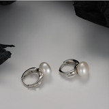 Natural Oval Freshwater Pearl Hoop Earrings Faceted Cut Twinkle Circle 925 Silver Jewellery