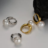 Natural Oval Freshwater Pearl Hoop Earrings Faceted Cut Twinkle Circle 925 Silver Jewellery