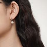 Natural Oval Freshwater Pearl Hoop Earrings Faceted Cut Twinkle Circle 925 Silver Jewellery