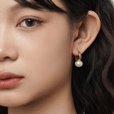 Natural Oval Freshwater Pearl Hoop Earrings Faceted Cut Twinkle Circle 925 Silver Jewellery