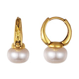 Natural Oval Freshwater Pearl Hoop Earrings Faceted Cut Twinkle Circle 925 Silver Jewellery