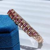 Semiprecious Stone Jewellery 925 Sterling Silver Natural Garnets Bangle