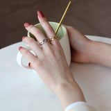 Simple Design Woven Pattern Open Ring 925 Silver Gold Plated Jewelry