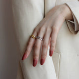 Simple Design Woven Pattern Open Ring 925 Silver Gold Plated Jewelry