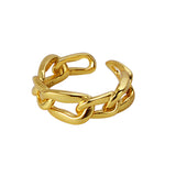 Simple Design Woven Pattern Open Ring 925 Silver Gold Plated Jewelry