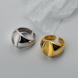 Silver Chunky Rings for Women Open Knuckle Ring Trendy Smooth Concave Shape
