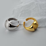 Silver Chunky Rings for Women Open Knuckle Ring Trendy Smooth Concave Shape