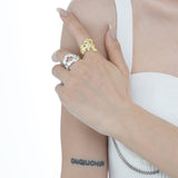 Irregular Silver Foil Texture Ring Inspired Design Jewelry For Women