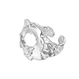 Irregular Silver Foil Texture Ring Inspired Design Jewelry For Women
