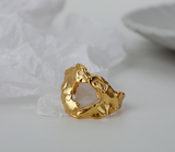 Irregular Silver Foil Texture Ring Inspired Design Jewelry For Women