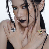 Simple and Exaggerated 925 Sterling Silver Irregular Smooth Surface Ring, Gold Tone Statement Jewelry