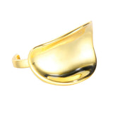 Simple and Exaggerated 925 Sterling Silver Irregular Smooth Surface Ring, Gold Tone Statement Jewelry