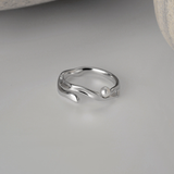 Aesthetic Design 925 Silver Petite Finger Ring With a Small Pearl Minimalist Jewelry