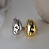 Irregular Silver Ring Geometrical Shape and Smooth Gold Plated Jewelry