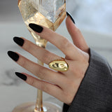 Irregular Silver Ring Geometrical Shape and Smooth Gold Plated Jewelry
