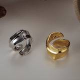 Irregular 925 Sterling Silver Finger Ring High Polish Gold Plated Fashion Jewelry