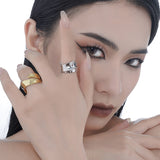 Irregular 925 Sterling Silver Finger Ring High Polish Gold Plated Fashion Jewelry