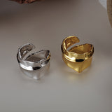 Irregular 925 Sterling Silver Finger Ring High Polish Gold Plated Fashion Jewelry