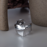 Irregular 925 Sterling Silver Finger Ring High Polish Gold Plated Fashion Jewelry