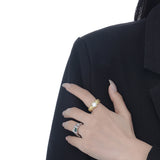 925 Sterling Silver Irregular Texture Ring, Multi Stone Open Index Finger Ring Fashion Jewelry