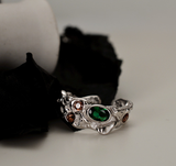 925 Sterling Silver Irregular Texture Ring, Multi Stone Open Index Finger Ring Fashion Jewelry