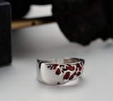 Irregular 925 Sterling Silver Red Enamel Ring Aesthetic Design Jewellery
