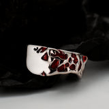 Irregular 925 Sterling Silver Red Enamel Ring Aesthetic Design Jewellery
