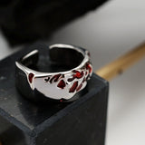Irregular 925 Sterling Silver Red Enamel Ring Aesthetic Design Jewellery