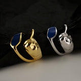 Blue Enamel Ring Adjustable Size 925 Solid Silver Minimalist Jewelry