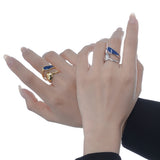 Blue Enamel Ring Adjustable Size 925 Solid Silver Minimalist Jewelry