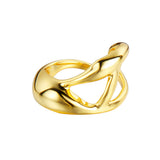 925 Silver Open Statement Rings for Women Gold Plated High Polish Stackable Ring Adjustable Size