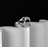 925 Silver Open Statement Rings for Women Gold Plated High Polish Stackable Ring Adjustable Size