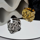 Chunky Open Rings for Women Gold Tone Silver Thick Statement Jewelry Simple Stackable Band
