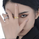Blue Adjustable Enamel Ring For Women Silver Gold Plated Irregular Stackable Ring Jewellery Gifts