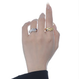 Blue Adjustable Enamel Ring For Women Silver Gold Plated Irregular Stackable Ring Jewellery Gifts