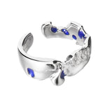 Blue Adjustable Enamel Ring For Women Silver Gold Plated Irregular Stackable Ring Jewellery Gifts