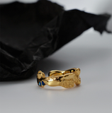 Blue Adjustable Enamel Ring For Women Silver Gold Plated Irregular Stackable Ring Jewellery Gifts
