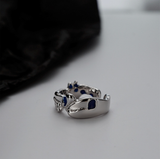 Dark Purple Gemstone Ring Pure Silver French Rococo Style, High-End Quality Size 7 Adjustable