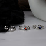 Sterling Silver Textured Gemstone Ring for Women, White Gold Finish Open Index Finger Rings