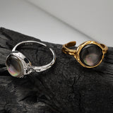 925 Sterling Silver With Round Mother Of Pearl Ring, Classic Simple Style Jewelry