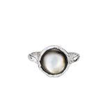 925 Sterling Silver With Round Mother Of Pearl Ring, Classic Simple Style Jewelry