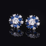Floria Earrings Synthetic Tourmarine/ Pink & BLue Sapphire 925 Silver Jewelry