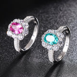 Synthetic Tourmarine Pink Sapphire Ring 925 Silver With Oval Cut Stone Jewelry For Women